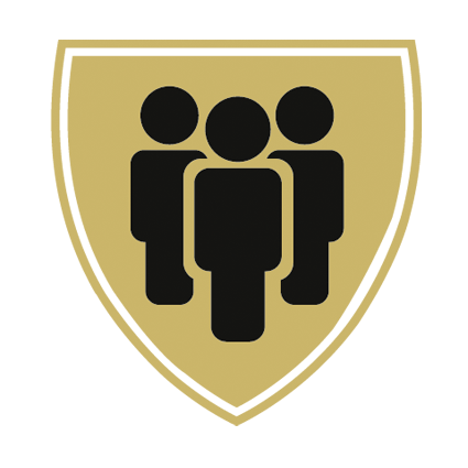 Blason représentant le groupe Associations, corporations et clubs avec illustration d'un groupe de personne
